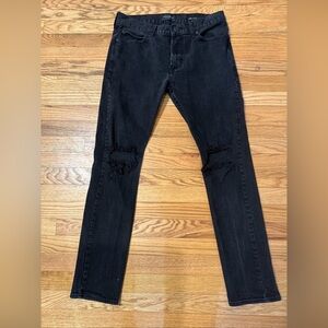 PacSun Men’s Black Stretch Skinny Distressed Jeans Denim Ripped 32x32